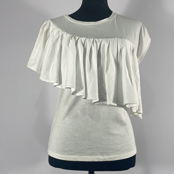 Banana Republic White T, ruffle shirt,XS, Limited Edition Couture Pima - Picture 7 of 7